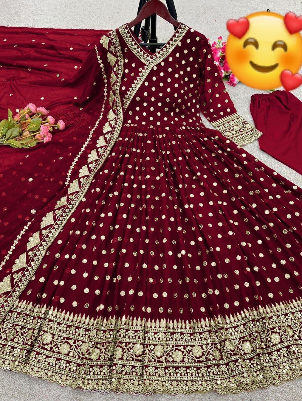 3 Pcs Women's Stitched Chiffon Embroidered Maxi Suit