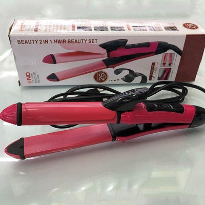 2 In 1 Hair Curler & Straightener - Lightweight and Portable, High Heat Settings