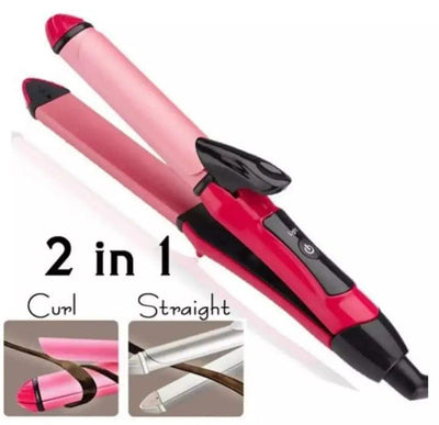 2 In 1 Hair Curler & Straightener - Lightweight and Portable, High Heat Settings