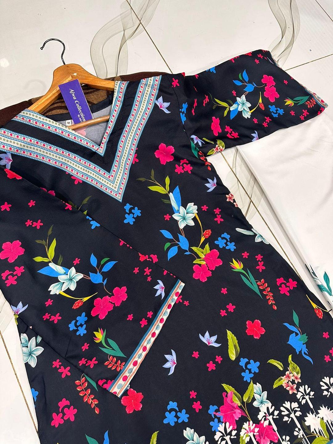 2 Pcs Women's Stitched Swiss Lawn Printed Shirt And Trouser